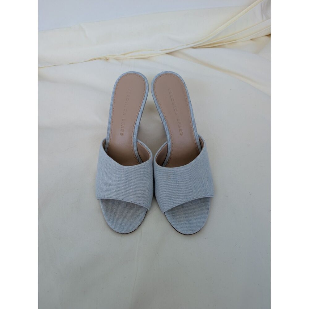 Veronica Beard Dali Slide Wedge Sandals Shoes Light Blue Denim Sz 6.5M - Picture 15 of 16